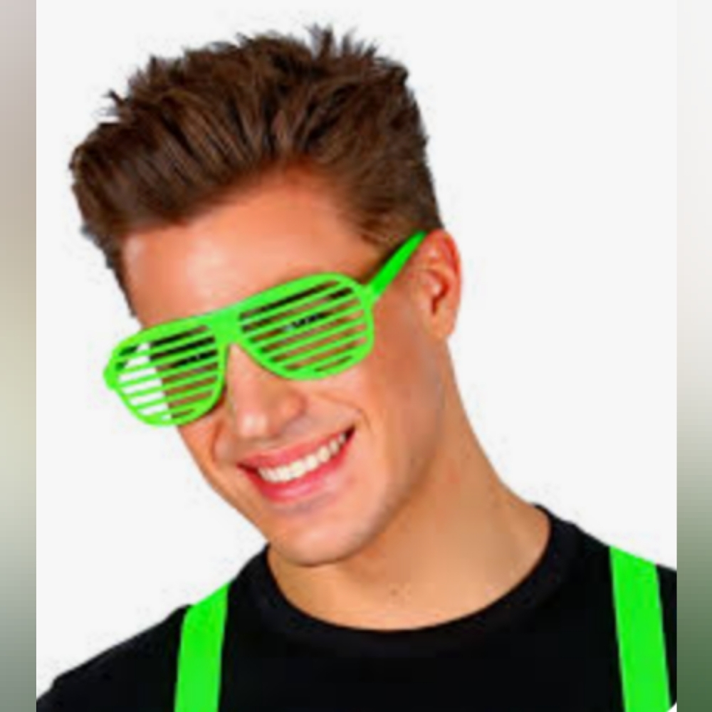 Green Slotted Glasses Novelty Unisex Fun Costume 80's 90's Y2K Retro Party Theme